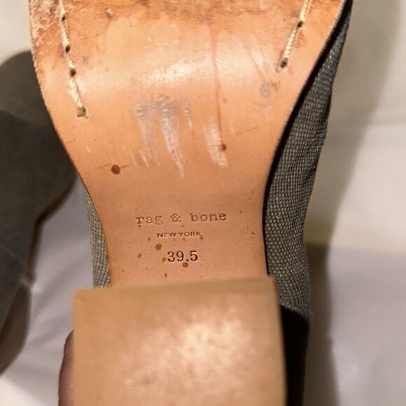 Rag & Bone 9.5 Moth Green Olive Canvas Back Zip Stacked Heel Ankle Booties - Picture 10 of 15